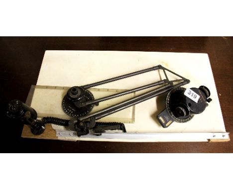World War 2 aircraft navigation equipment and light mounted on a board