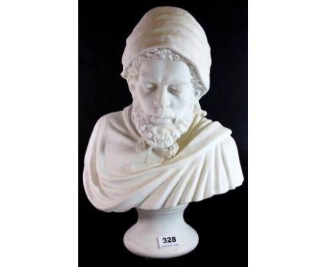 A large white bisque porcelain bust of an Arab H43cm