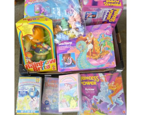 Three Princess of Power toy figures, Enchanta (flies She-Ra), Sea Harp and Arrow, all boxed, My Little Pony Royal Castle Ball