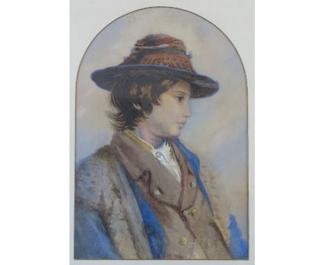 A. F. Tyler (early 20th century), half length portrait of a pensive young lady wearing a hat and fur trimmed coat, signed wat