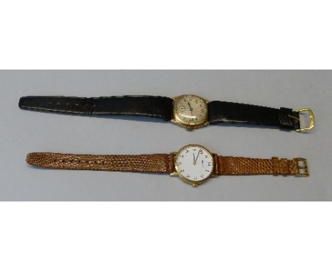 Zenith, a 9ct gold gentleman's manual wind circular wristwatch,  London 1978, the white enamel dial with Arabic numerals, 17 
