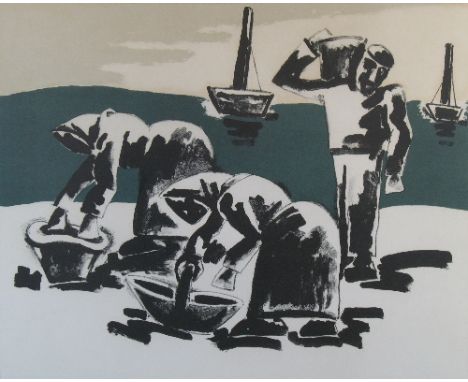 After Joseph Herman O.B.E.R.A. (1911-2000), Lithograph entitled 'Cockle Gatherers', limited edition signed in pencil no. 106/