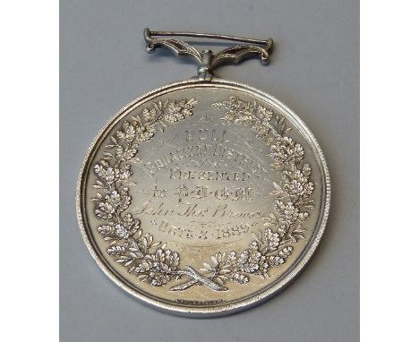 Of Hull Order of the Druids interest; A Victorian large silver Order of the Druids medal, the reverse inscribed " Hull, Equal