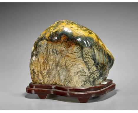 Large & Heavy Well-Polished BoulderLarge and heavy well-polished boulder; of organic form with yellows, oranges and black col