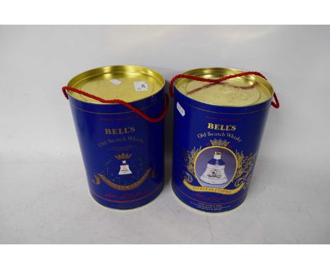 TWO BELLS OLD SCOTCH WHISKY CERAMIC DECANTERS, IN ORIGINAL CASES