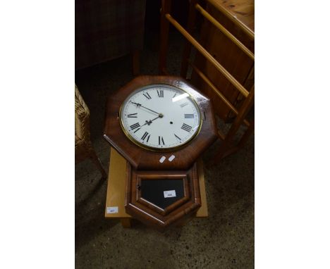 LATE 19TH CENTURY STYLE WALL CLOCK WITH UNSIGNED WHITE ENAMEL FACE