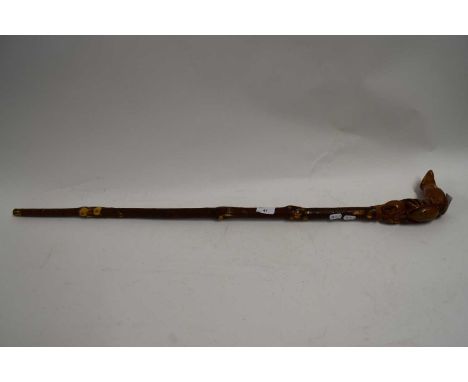 NOVELTY WALKING STICK WITH THE HANDLE CARVED AS A LOBSTER