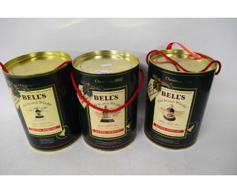GROUP OF THREE CERAMIC BELLS SCOTCH WHISKY IN ORIGINAL CONTAINERS
