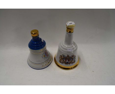BELLS SCOTCH WHISKY DECANTERS - HM QUEEN ELIZABETH THE QUEEN MOTHER 90TH BIRTHDAY AND MARRIAGE OF CHARLES AND DIANA 1981, BOT