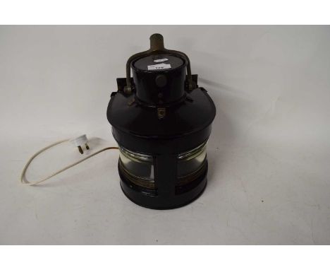 SMALL METAL CASED SHIPS LAMP WITH LATER ELECTRICAL CONVERSION