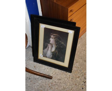 TWO PORTRAIT PRINTS OF YOUNG LADIES IN EBONISED FRAMES