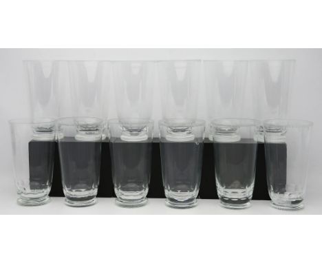 Zwölf Highball- oder Wassergläser "Mozart", Moser. Farblos, Facettschliff. Nach einem Entwurf von Otto Tauschek aus 1936. 2 L
