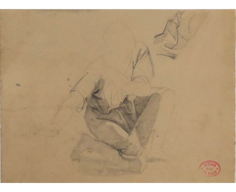 Degas, Edgar (1834 Paris 1917) Studienblatt einer Figur. Bleistift/Papier (Wasserzeichen J Whatman Turkey Mill 1836), re. u. 