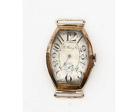 Herrenarmbanduhr "Henry Moser", Modell "Pedrograd". In sich gewölbtes, tonnenförmiges Gehäuse mit scharniertem Rückdeckel 583