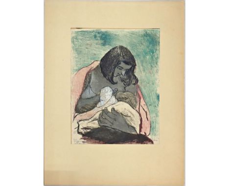 Jüchser, Hans (1894 Chemnitz - Dresden 1977) "Junge Mutter", recto ebenfalls bez. Monotypie, re. u. mit Bleistift sign. und l