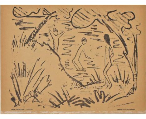 Mueller, Otto (1874 Liebau - Obernigk 1930) "Strand", so im Stein betitelt und bez. Lithographie/Papier (gebräunt, o. Kante m