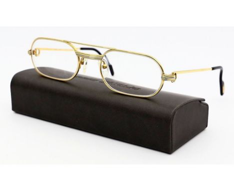 Brille, "Les Must de Cartier". Vollrandmodell in ovaler Form. Vergoldete Bügel mit Monog.-Emblem "Cartier PARIS FRAME FRANCE"