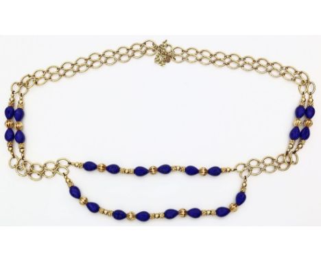 Vintage-Gürtel, Christian Dior. Metall, vergoldet, lapislazuli-farbene Zwischenglieder. Gem. Christian Dior Germany. L. ca. 1