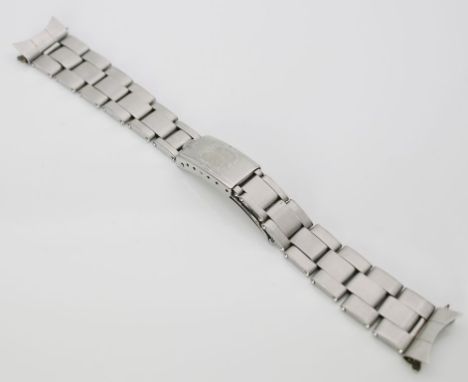 ROLEX-Oysterband. Stahl, genietet. Schließe 1/68. Bandanstöße 19 mm, L. ca. 17 cm. Herstellung 1. Quartal 1968. Aus dem Nachl
