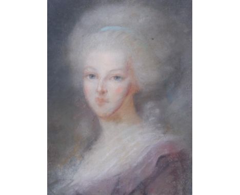 Manner of Rosalba Carriera (1675-1757) Italian, Portrait of a fashionable lady, head and shoulders wearing a sky blue headban