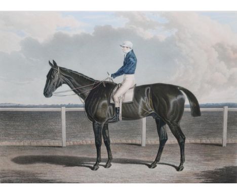 ~ John F Herring (British, 1795-1865) ''Margrave, The Winner ... St Leger ... 1832'', hand-coloured aquatint by C Hunt, image