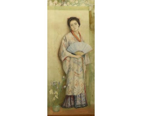 British School in the Aesthetic Movement style (19th/20th century) Portrait of a young lady in Japanese dress, watercolour, 5