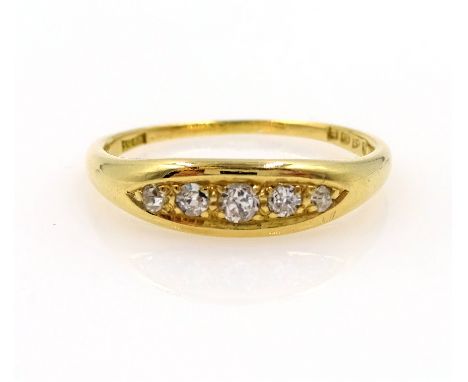 18ct gold five stone diamond gypsy ring, Chester 1915   Condition Report  Approx 3.5gm Q- R  Click here for further images, c