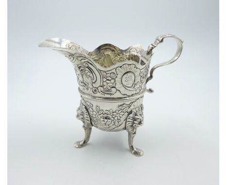 Mid 18th century Irish silver tripod milk jug possibly by William Townsend Dublin 11cm approx 7oz   Condition Report  no mark