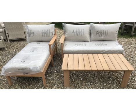 A Bramblecrest garden furniture set comprising "Tetbury Nutmeg" L shaped sofa, together with a rectangular adjustable table /