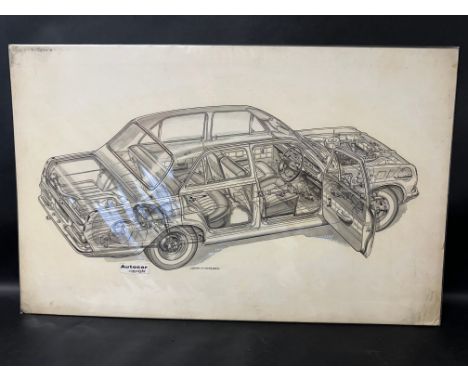 An original cutaway of a Vauxhall Cresta by John Marsden  for Autocar, 24 x 15"