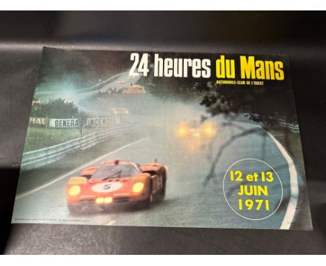 A Le Mans racing poster for 24 heures du Mans Automobile-Club de L'quest poster for 12-13 June 1971 printed by Draeger, Imp, 