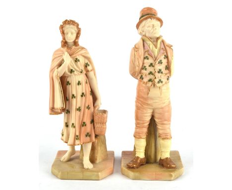 Royal Worcester, two blush ivory figures from the Countries of the World series, modelled by James Hadley comprising the Iris