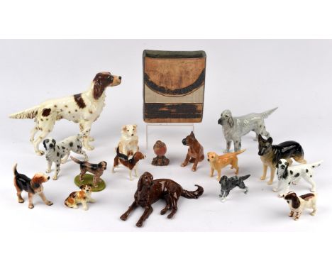 Small Collection of china  model dogs including Wade Champion Series " Setter ", Goebel and Beswick together with a Beswick R