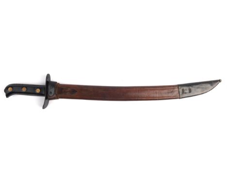 AMENDED DESCRIPTIONDutch klewang cutlass possibly modified by Imperial Japanese forces for use as a machete,unmarked 45cm bla