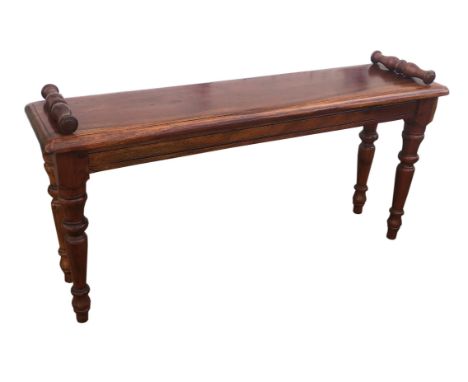 Victorian style hardwood hall bench, 20th Century, 54cm high x 107cm wide x 28cm deep