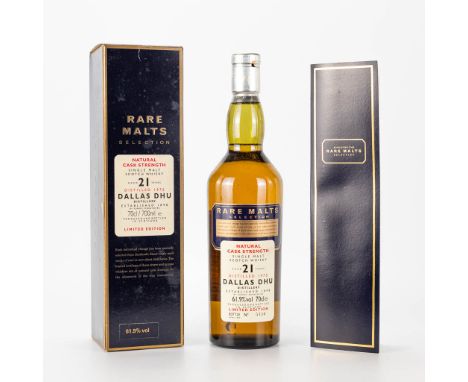 A bottle of Dallas Dhu Single Malt Scotch Whisky, 1975. 61,9%vol, bottle no. 5136. (30 cm)
