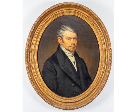 Henry A. DE NOBELE (1820-1870) an oval portrait of a nobleman, 1843. Oil on canvas, glued on a panel. (52 x 70 cm)