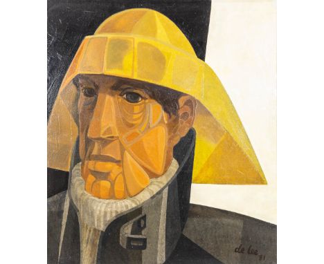 Jan DE LEE (1932-2000) Portrait of a shrimp fisher, oil on canvas. 1981. (70 x 80 cm)