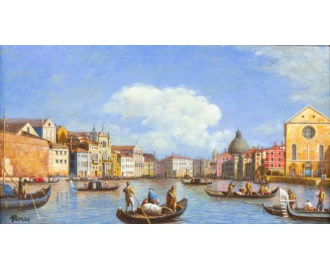 Illegibly signed, a painting of Venice, oil on copper. The first half of the 20th century. (33 x 19 cm)