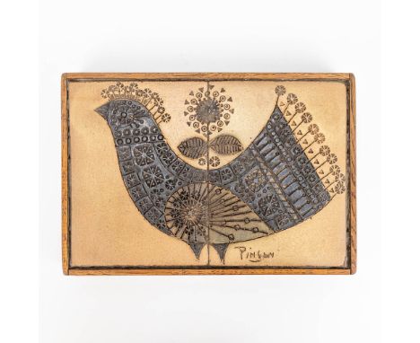 Charles Emile PINSON (1906-1963) a mid-century ceramic tile painting. (32 x 22 x 3 cm)