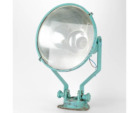 A green patinated lamp in industrial style. (60 x 38 cm)