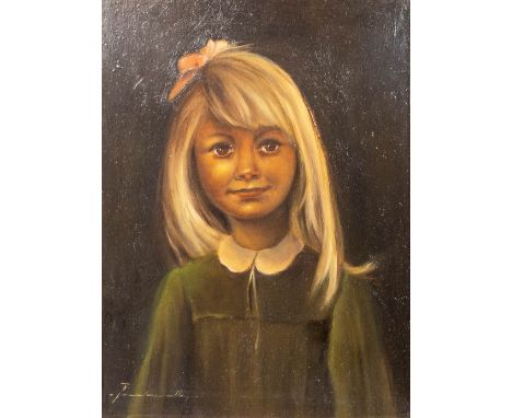 Illegibly signed a portrait of a young lady, oil on panel. (18 x 24 cm)