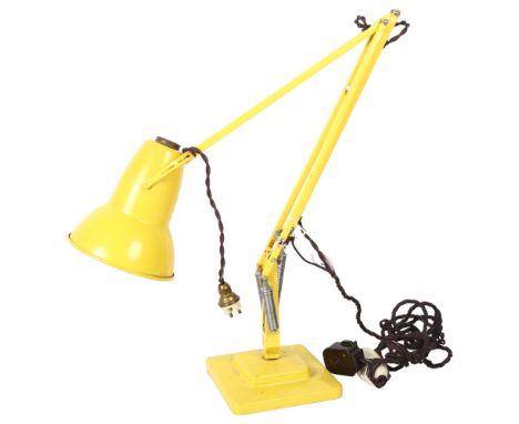 HERBERT TERRY - a Vintage yellow painted anglepoise lamp on stepped base 