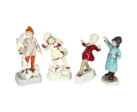 A set of 4 Royal Worcester Months of the Year children figures - December, February, January and November 