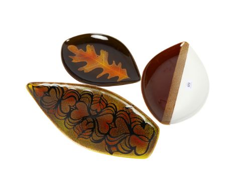 Poole Pottery Aegean dish with oak leaf design, 30cm, and 2 other Poole plates 