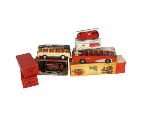 A Dinky Supertoy model no. 955 fire engine with extending ladder, a Hornby Trains 101 tank locomotive, Hornby Trains no. 51 c