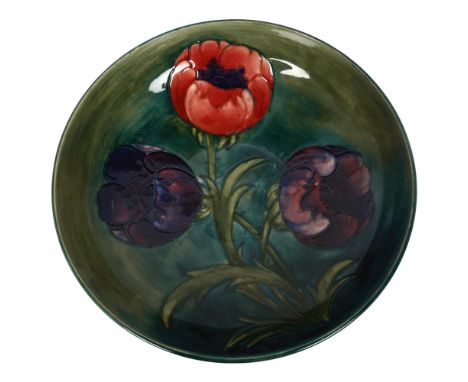 MOORCROFT - a large tube-lined Anemone footed bowl, diameter 31.5cm, height 9cm, signed to the undersideBowl is in good overa