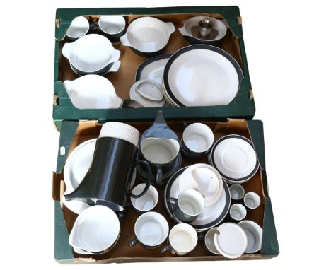 A large quantity of Poole 2-tone grey and white tea and dinnerware (2 boxfuls)