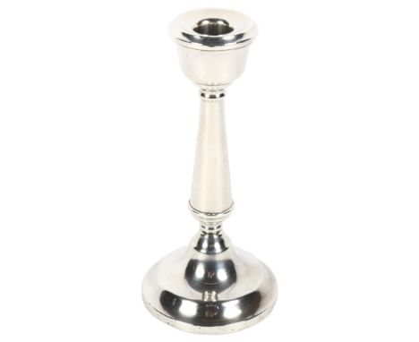 George V single silver tapered candlestick, height 16cm, hallmarks Birmingham 1928 