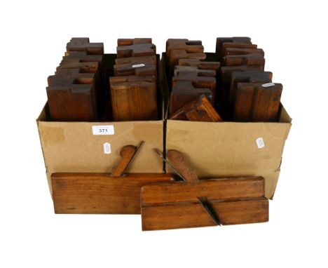 A quantity of old wooden moulding planes, various markings and inscriptions, including T.W. Halloran, E.F. Bookham Tool Merch